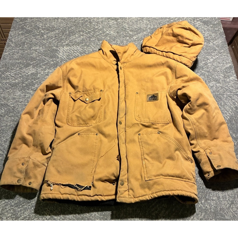 Old Mill Menards Brown Duck Canvas Hooded Work Jacket XL Thinsulate Insulated